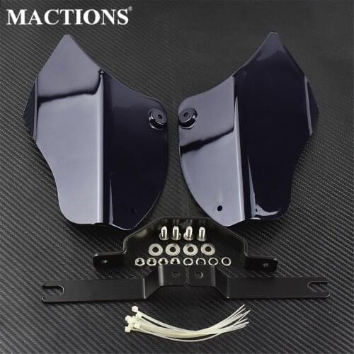 Motorcycle Air Deflector Reflective Saddle Shields Wind Deflectors ABS Plastic For Harley Softail Fatboy Slim FLS Deluxe 2000-17