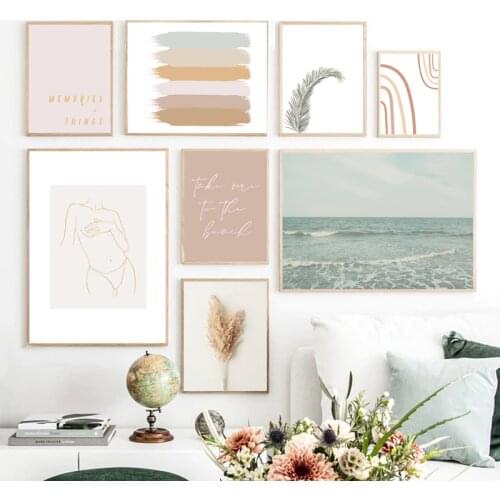 Boho Beach Landscape Photography Posters Abstract Nude Female Line Art Prints Gallery Wall Decoration Canvas Painting Pictures