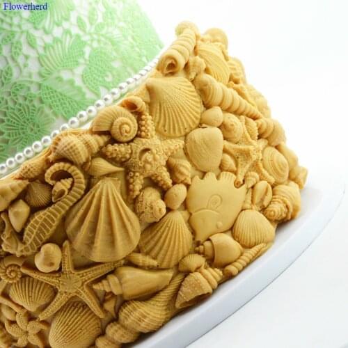 Conch Starfish Shell Fondant Cake Silicone Mold Birthday Wedding Decoration DIY Chocolate Biscuit Mold Cake Decoraing Tools