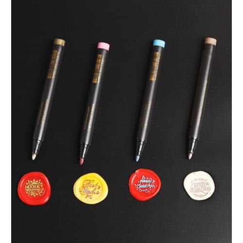 Sealing Wax Coloring Pen For Wax Sealing Stamp Mark Pen Decoration Wax Seal Metal Gold Color Tracing Line Pen Craft