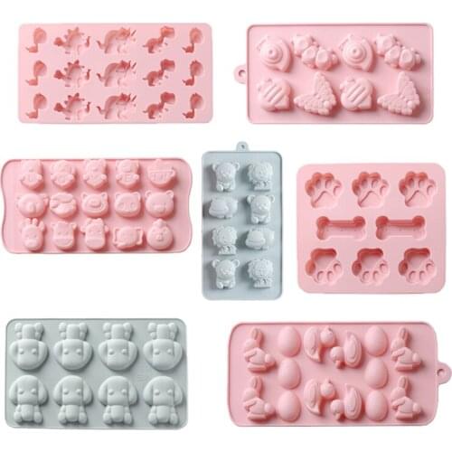 Variety of Cartoon Animal Shape Chocolate Molds DIY Lion Hippo Silicone Biscuit Fudge Baking Tools High Temperature Resistance