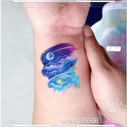 New Starry Sky Oil Painting Tattoo Stickers Small Fresh Art Waterproof Watercolor Tattoo Fake Tattoo Wrist Arm Temporary Tattoo