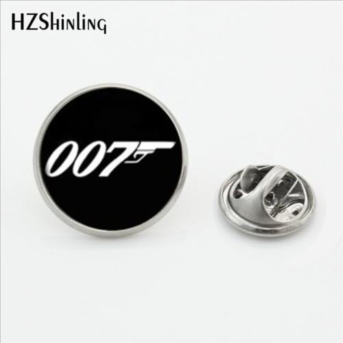 Item : 2017 New Design Bond 007 Brooch Pin Handmade Glass Cabochon Agents 007 Lapel Pins Stainless Steel Collar Pin