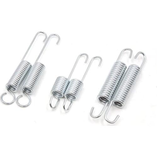 Uxcell a17022700ux0872 2 Pcs 3 in 1 Ring Metal Motorcycle Kickstand Kick Side Stand Spring Silver Tone, 6 Pack