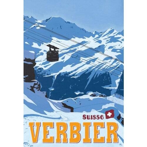 Suisse Verbier Vintage Travel Ski Tin Sign Metal Sign Bar Pub Garage Diner Cafe Home Wall Decor Home Decor Art Poster