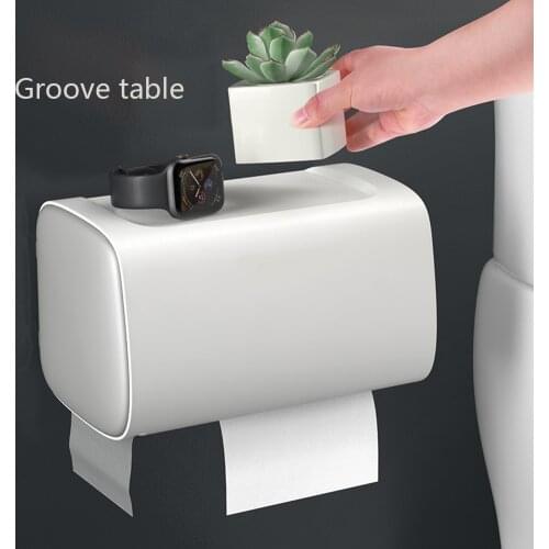 Waterproof Wall Mount Toilet Paper Holder Shelf Toilet Adjustable Paper Tray Roll Paper Tube Storage Box Bathroom Creative Tray