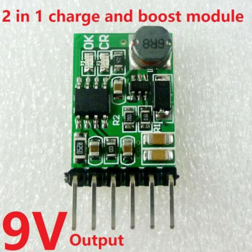 2 in 1 Charger & Discharger Board DC-DC Converter Step-up Module Charge-in 4.5-8V 5V 6V Boost-out 9V for Wifi router UPS diy