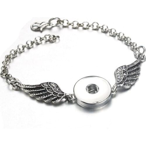 Snap Jewelry Adjustable Snap Button Bracelet 18mm Snap Button Boom Life Feather Wing Charms Bracelets For Women 9457