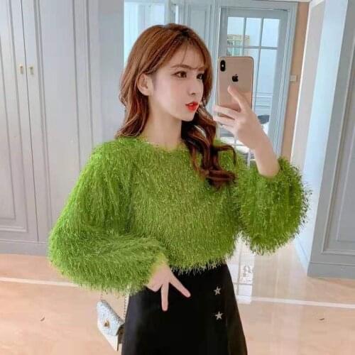 Woman Sweaters Plush Sweater Womens Autumn Clothing Tassel Plush Loose Top for Women Femme Chandails Pull Hiver