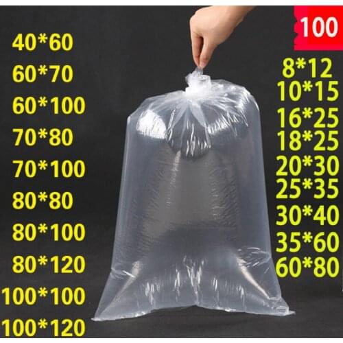 100pcs PE dust bag high pressure flat pocket thick large transparent plastic bags food packaging inner film pouch package