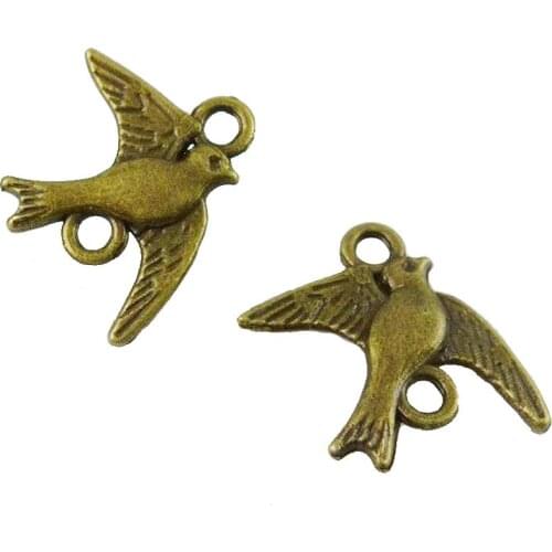 15pcs Antique Bronze Zinc Alloy Flying Bird Connector Charms Pendants DIY Jewelry Findings Accessories 12352