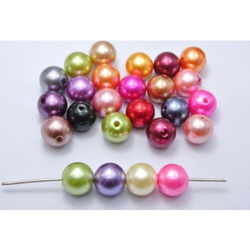 25 Pcs Mixed Color Plastic Faux Pearl Round Beads 16mm Imitation Pearl