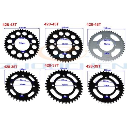 428 Chains 35T/37T/39T/41T/43T/45T/48T Motorcycle Chain Sprockets Rear Back Sprocket Cog For 110cc 125cc 140cc Dirt Pit Bike