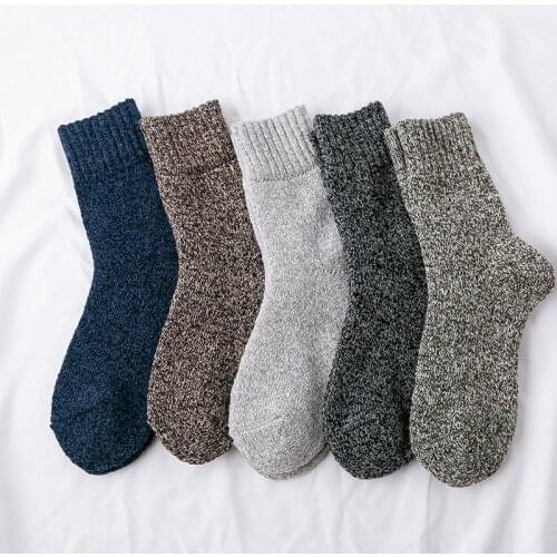 5Pairs/Lot New Winter Men Socks Thick Warm Wool Socks Vintage Christmas Socks Colorful Socks Gift Free Size ZB6024
