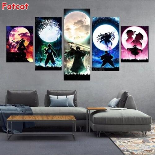 5D Diy Diamond Painting 5 Pcs Anime Painting Full Drill Cross Stitch Embroidery Rhinestone Mosaic ChildrensRoom Decor PP2362