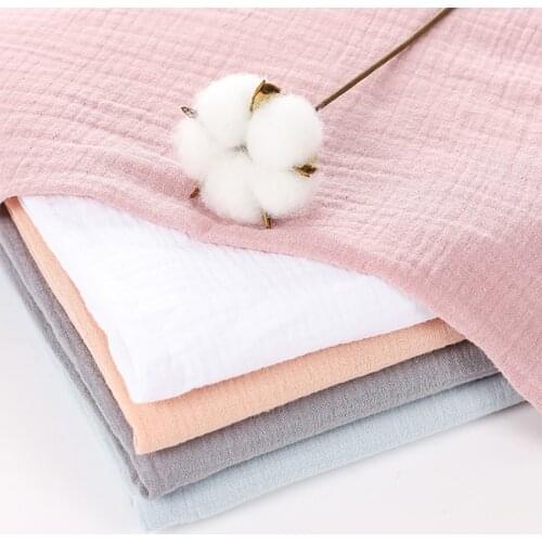 85 Colors 100%Pure Cotton Double Gauze Crepe Fabric Ladies Skirt Sleepwear Baby Clothes Fabrics By the Meter