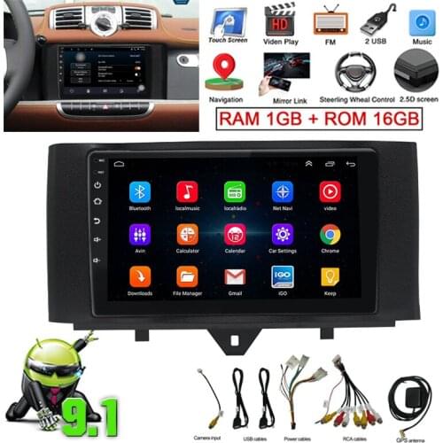 9'' Android 9.1 Car Stereo Radio WIFI Multimedia Video Player For Mercedes Benz Smart Fortwo 2011-15 GPS Navigation Head unit