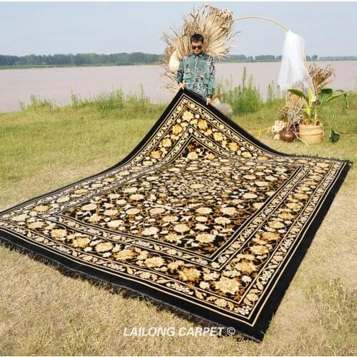 9'x12' Dark color handmade silk carpet for living room silk oriental carpet (W221A)