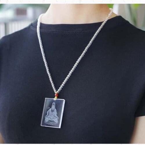 Asia Thailand pocket efficacious Mascot safe good luck 3D crystal God Green Tara Guanyin Buddha Avalokitesvara Amulet Pendant