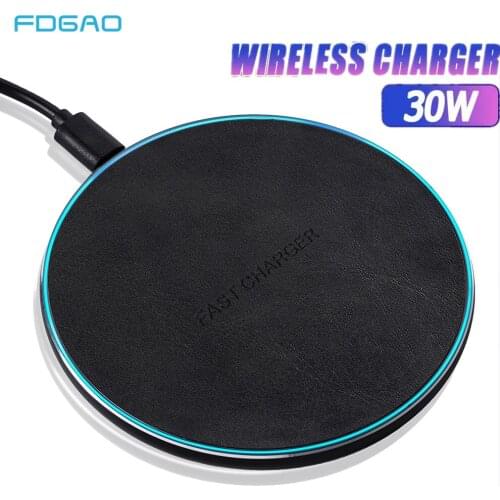FDGAO 30W 20W Fast Qi Wireless Charger For iPhone 12 11 Pro XS Max XR X 8 USB C Charging Pad for Samsung S9 S10 S20 Note 20 10 9