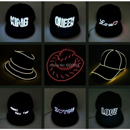 Fashion EL Wire Baseball Caps Gorras Led Luminous Hip Hop Cap Summer Spring Light Up Glowing Hat For Men Women