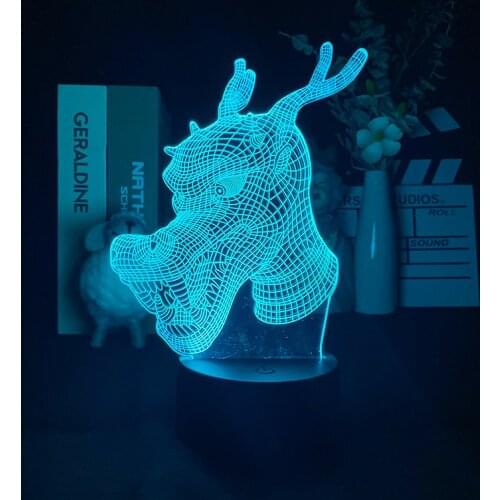 Alarm Clock Base China Myth Dragon Head 3D Night Light Home Bedroom Decor Neon Sign Bedside Table LED Myth Light Propitious Gift