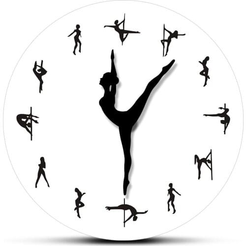 Steal Tube Dance Pole Dancers Silent Move Wall Clock Pole Dancing Clock Hands Decorative Wall Clock Dancing Room Wall Art Decor