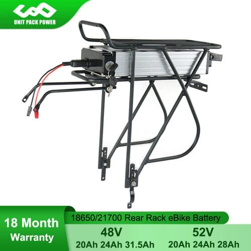 Long Range 48V 28Ah 26Ah 20Ah Rear Rack eBike Battery With Original Samsung/Panasonic Cell for 1800W 1500W 1000W 750W Motor