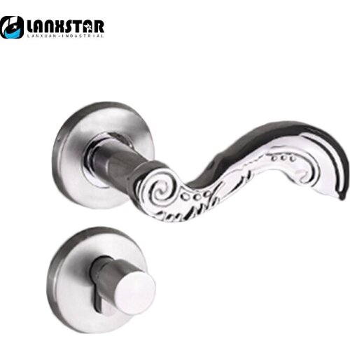 European Design Contemporary Wooden Door Handle Locking Knob Stainless Steel Bedroom Locks Interior Lock