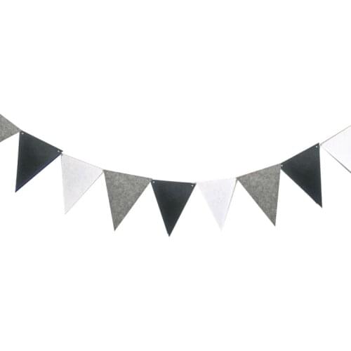 New 18 Flags 8m Handmade Halloween Black White Grey Bunting Pennant Flags Banner Garland Home Party DIY Decoration anniversaire