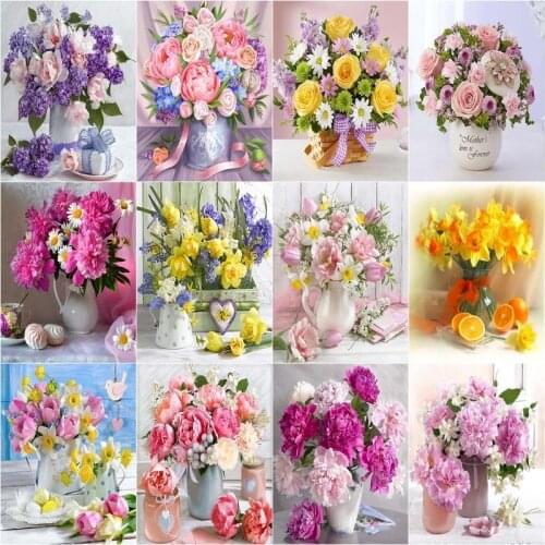 GATYZTORY Vases And Flowers Painting By Numbers For Adults 40x50cm Canvas Drawing With Acrylic Pigment Home Living Room Wall Art