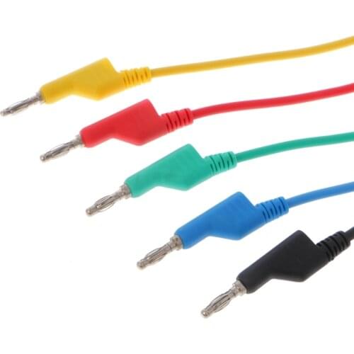 2019 High quality 5 Pcs 4mm Dual Banana Plug Smooth Silicone Lead Test Cable For Multimeter 1m 5 Colors