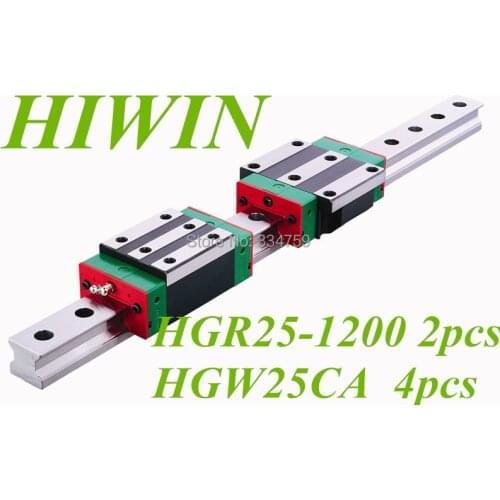 HIWIN 2pcs linear rail HGR25 L1200mm cnc parts and 4pcs HGW25CA linear guide rails block cnc parts