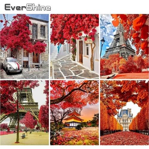 EverShine 5D Diamond Painting City Picture Of Rhinestone Diamond Embroidery Landscape Mosaic Art Tower Needlework Handmade Hobby