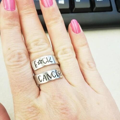 F*k Cancer Ring Gift for Cancer Survivor Cancer Jewelry Wrap Ring YLQ7274