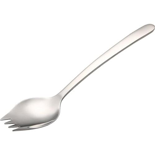 Long Handle Spork with Polished Bowl Outdoor Picnic and Household Dual-Use Tableware Spoon