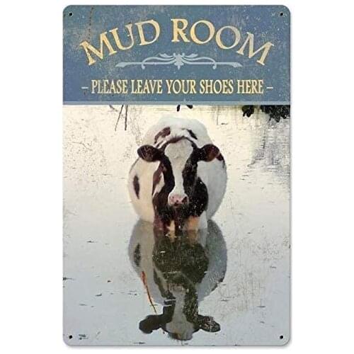 Metal Tin Signs Mud Room Cow Home Decor Decorative Wall Sign Plaque Poster for Room Outdoor Indoor Garage Patio 8 x 12 Inch