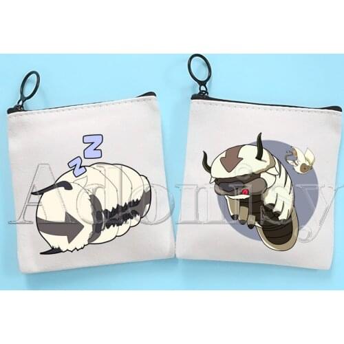 Avatar The Last Airbender Cute Solid Color Canvas Coin Purse Small Fresh New Zipper Key Bag Hand Gift Bag