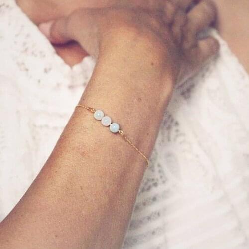 Fashion Opal Beads Bracelet Paired Bracelet for Lovers Distance Couple Braslet Women Men Chain String Stone Braclet