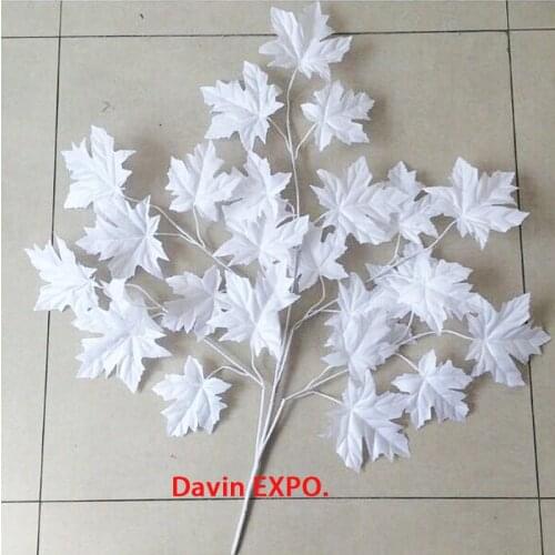 New 62cm simulation artificial white maple leaf leaves Decorative flower Party DIY Home Wedding Mall decoration Flower