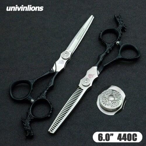 6" engraved scissors 440C hair scissors hairdressing scissors kit barber hot shears for hair salon de coiffure barber shears