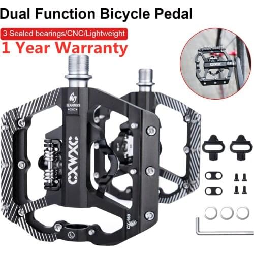 MTB Bicycle Pedal Cycling Accessories with Cleat for SPD System Dual Function Road Bike Anti-slip Sealed Bearing Pedals