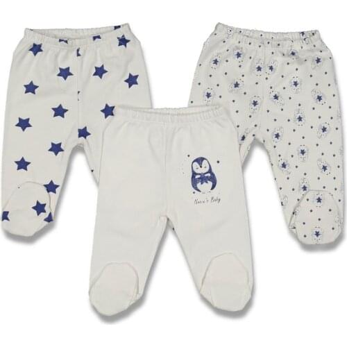 Penguin Star Pattern Baby 3'lü Tek Bottom Set