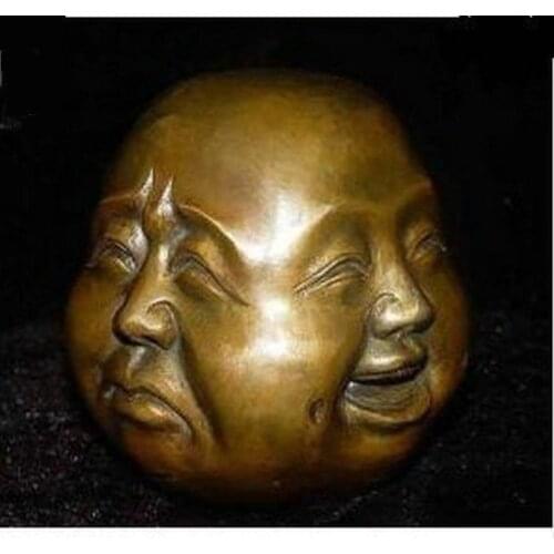 Rare chinese tibet 4 faces buddha head statue decoration copper wholesale Decoration real Brass