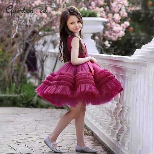 Gardenwed Children Dresses Puffy Flower Girl Dress Princess Dress Mint Green Baby Birthday Dress Girls Dress First Communion