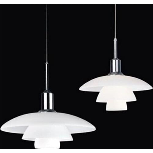 Modern minimalist white glass single head chandelier Nordic restaurant decoration LED lighting E27 bulb lamp 90-260