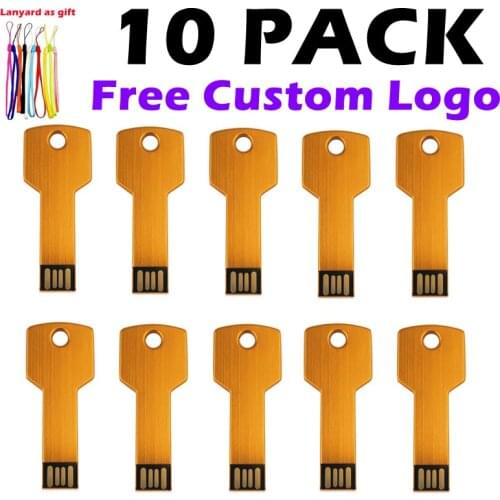 New Personalized Logo USB 2.0 Key Shape Metal Memory U Stick 4GB 8GB Usb Pen Drive 32GB 16GB Usb Flash Drive Business Gift