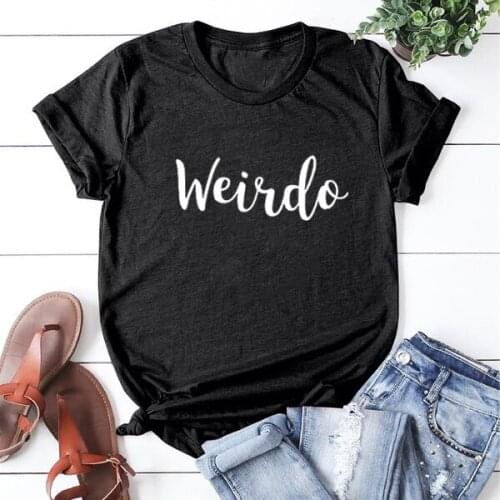 Women Black White Summer Loose T Shirts for Women Tops Weirdo Printed Tee Shirt Femme O-neck Short Sleeve Cotton Tshirt