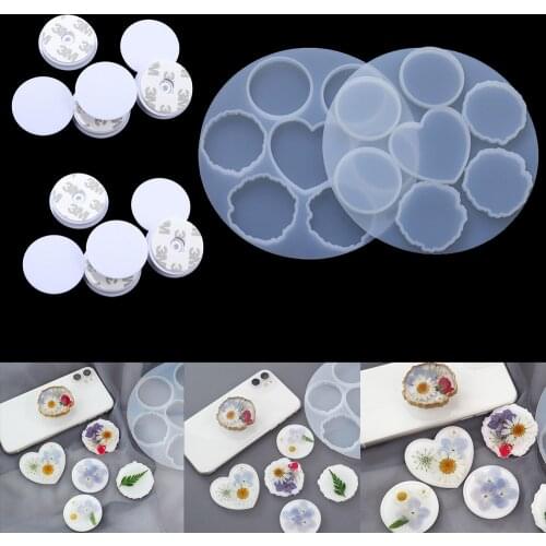 1 Pcs Crystal Epoxy Resin Silicone Mobile Phone Holder Lrregular Round Shape Membrane Mold for DIY Resin Silicone Making Tools