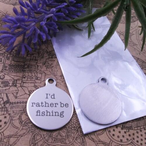 20pcs--"I'd rather be fishing"stainless steel charms 5 styles for choosing DIY Charms for necklace bracelets